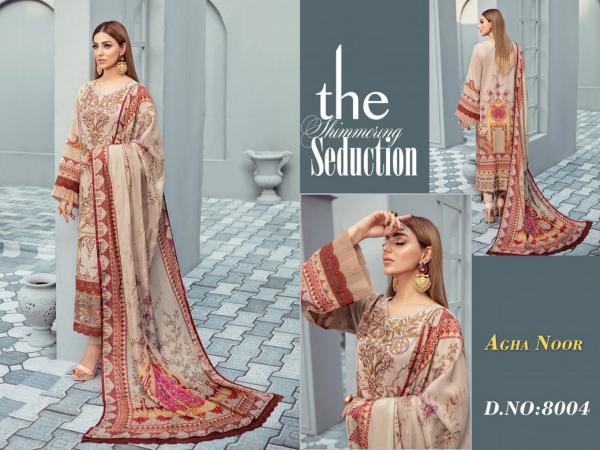 Agha Noor Vol-8 Lawn Designer Exclusive Dress Material